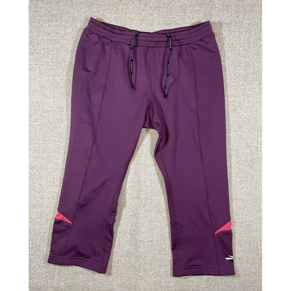 Brooks Cropped Running Leggings Womens Size M Plum Pink Colorblock Athletic
